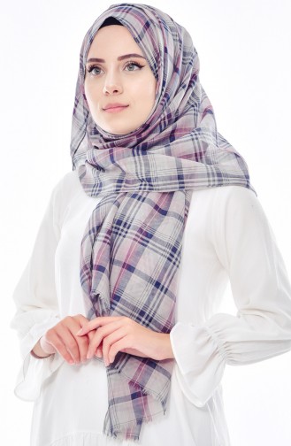شال قطن بتصميم كروهات 99215-02 لون رمادي واسود 99215-02