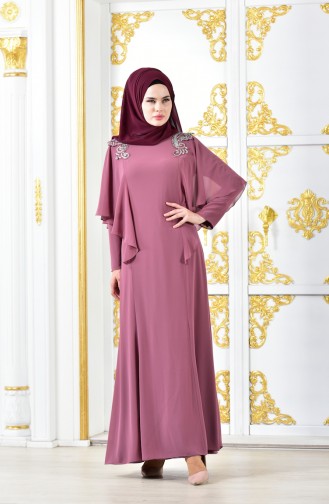 Robe de Soirée Bordée 1285-01 Rose Pâle 1285-01