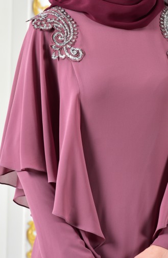 Robe de Soirée Bordée 1285-01 Rose Pâle 1285-01