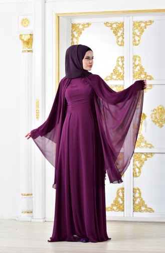 Cape Pearls Evening Dress 1002-03 Dark Plum 1002-03