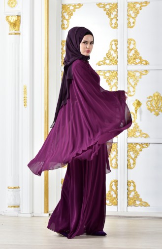 Cape Pearls Evening Dress 1002-03 Dark Plum 1002-03