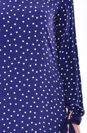 Polka Dot Crepe Dress 1924-05 Navy Blue 1924-05