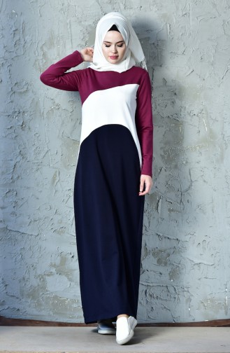 Navy Blue Hijab Dress 8215-06