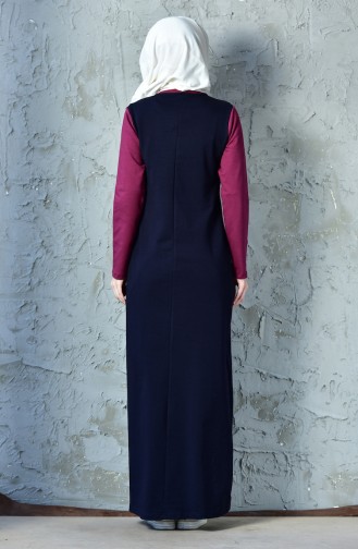Navy Blue Hijab Dress 8215-06