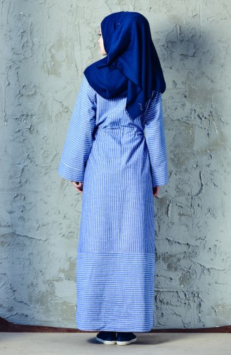 Blau Hijab Kleider 4403-02