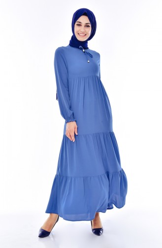 Pleated Dress 1029-06 Blue 1029-06