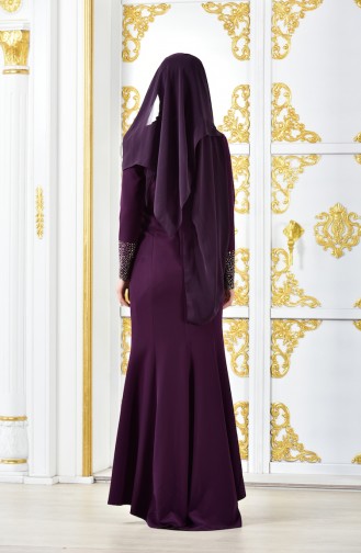 Purple Hijab Evening Dress 6034-01