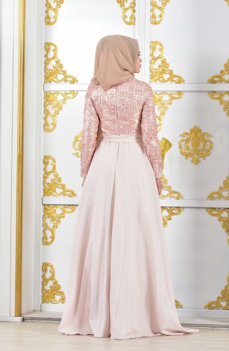 Powder Hijab Evening Dress 11185-01