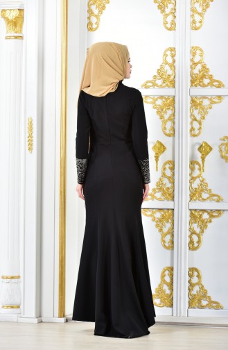 Black Hijab Evening Dress 6034-03