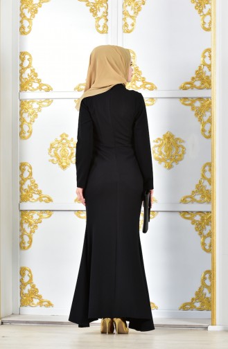 Black Hijab Evening Dress 6046-07