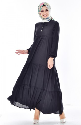 Schwarz Hijab Kleider 1029-01