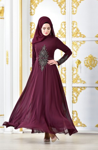 Cherry Hijab Evening Dress 6032-02