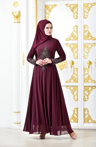 Cherry Hijab Evening Dress 6032-02