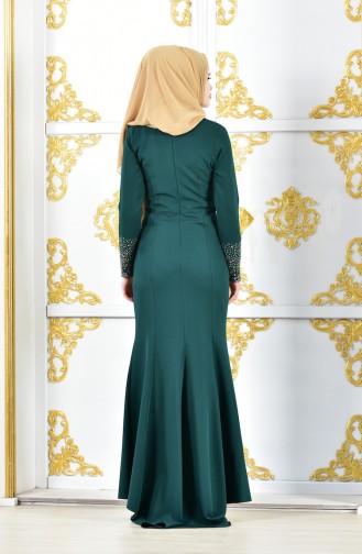 Emerald Green Hijab Evening Dress 6034-05