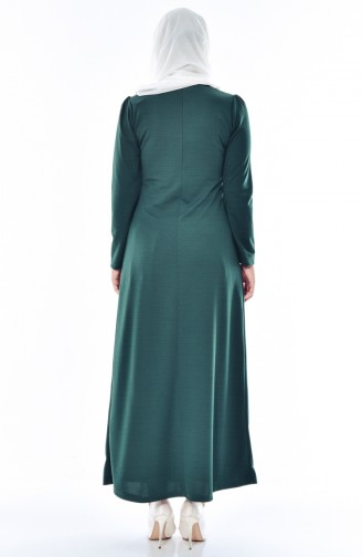 فستان بتصميم مُطبع وحزام 3323A-08 لون اخضر زمردي 3323A-08