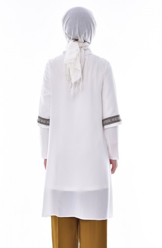 Embroidered Sleeve Tunic 4173-01 White 4173-01