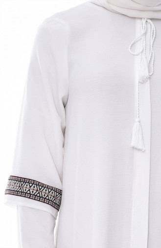 Embroidered Sleeve Tunic 4173-01 White 4173-01