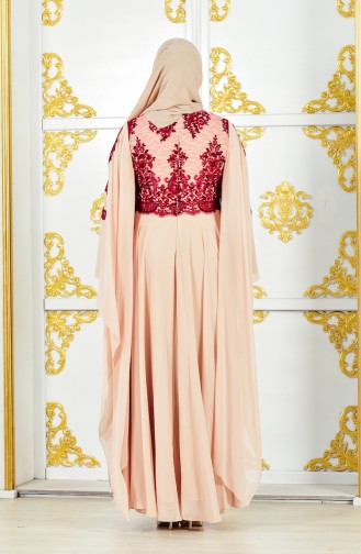 Plus Size Lace Evening Dress 1269-01 Bordeaux Beige 1269-01