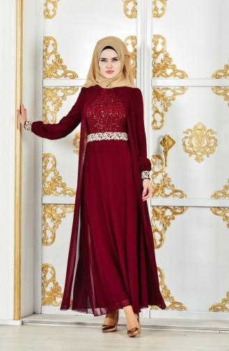 Kleid aus Chiffon 52700-01 Weinrot 52700-01