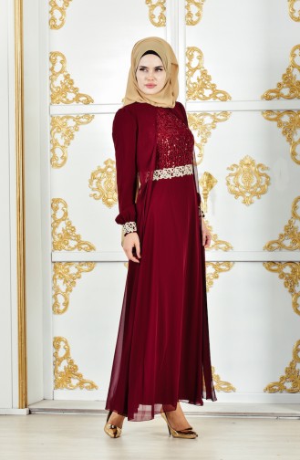 Claret red İslamitische Jurk 52700-01