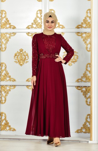 Claret Red Hijab Dress 52701-01
