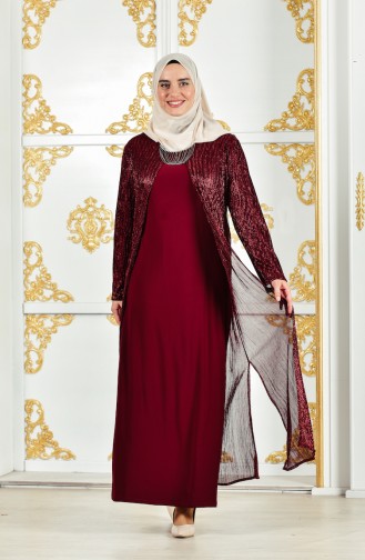 Robe avec Collier Grande Taille 1061-02 Bordeaux 1061-02