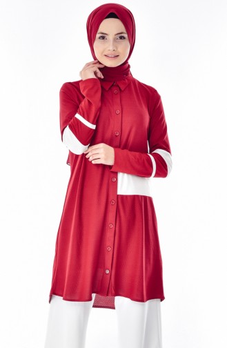 Buttoned Tunic 6026-05 Claret Red 6026-05