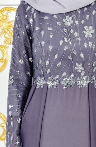 Smoke-Colored Hijab Evening Dress 1287-01