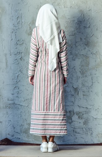Striped Dress 3892C-01 Gray Bordeaux 3892C-01