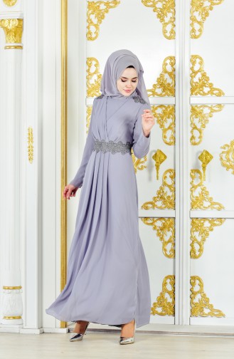Grau Hijab-Abendkleider 1282-01