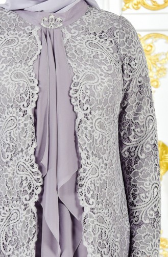 Robe de Soirée Grande Taille 4001-03 Gris 4001-03