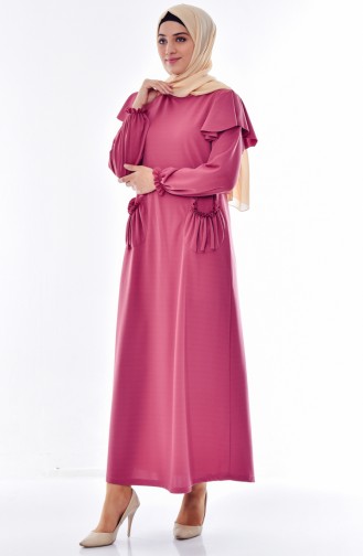 Geraftes Kleid mit Tasche 3320-01 Rosa 3320-01