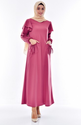 Geraftes Kleid mit Tasche 3320-01 Rosa 3320-01