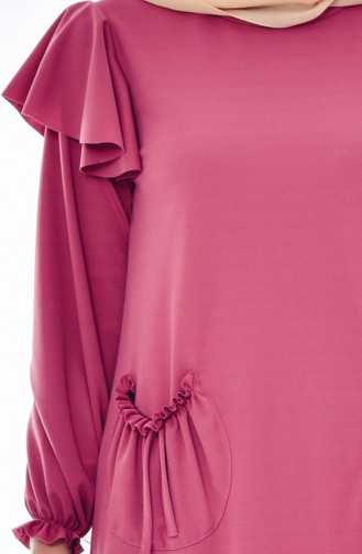 Geraftes Kleid mit Tasche 3320-01 Rosa 3320-01