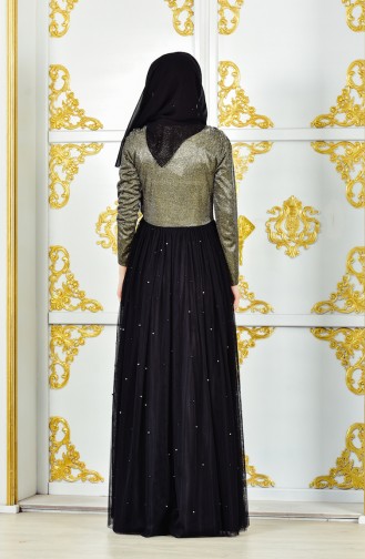 Khaki Hijab Evening Dress 31558-02