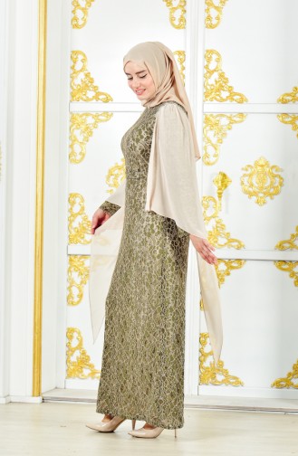 Khaki Hijab-Abendkleider 1278-01