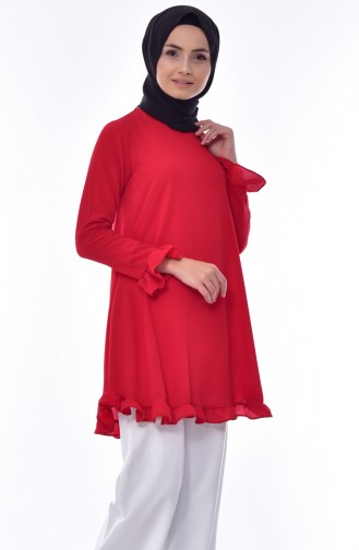 Ruffle Skirt Tunic 1013-18 Red 1013-18