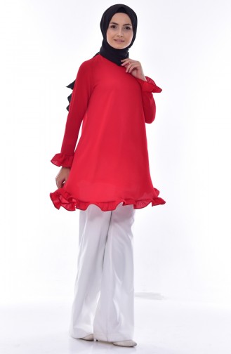Ruffle Skirt Tunic 1013-18 Red 1013-18