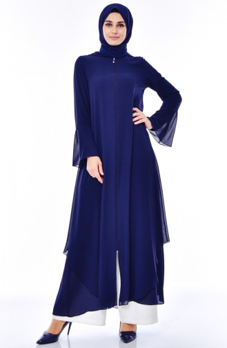 Abaya a Capuche 2522-02 Bleu Marine 2522-02