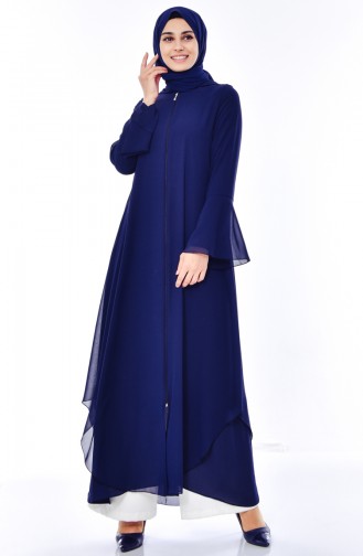 Abaya a Capuche 2522-02 Bleu Marine 2522-02