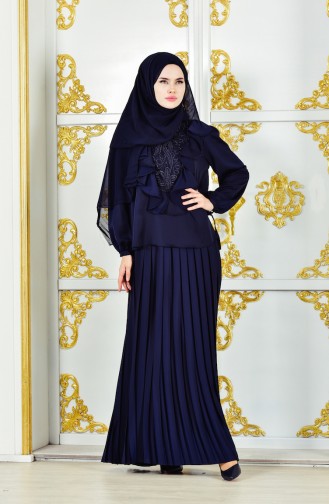 Abendkleid mit Spitzen 28378-01 Dunkelblau 28378-01