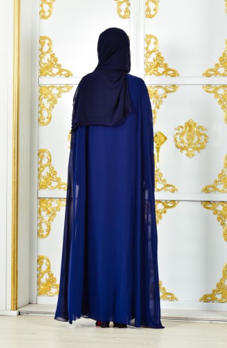 فستان سهرة بتصميم من قطعتين 1220-01 لون كحلي 1220-01