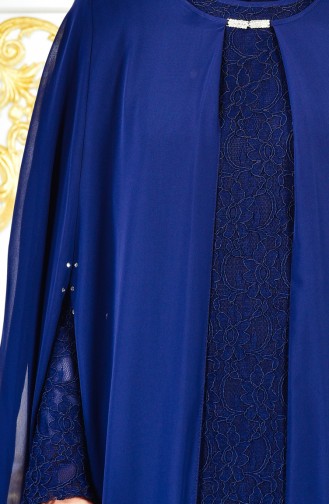 Robe de Soirée Pélerine 1220-01 Bleu Marine 1220-01