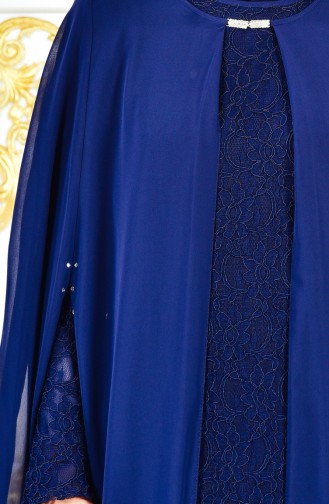 Cape Evening Dress 1220-01 Navy Blue 1220-01