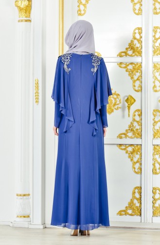 Robe de Soirée Bordée 1285-02 Bleu Marine 1285-02