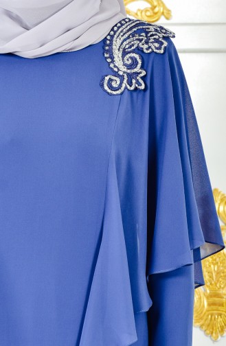 Robe de Soirée Bordée 1285-02 Bleu Marine 1285-02