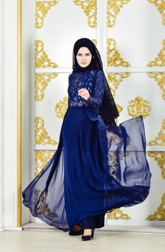 Abendkleid mit Pailetten 1287-02 Dunkelblau 1287-02