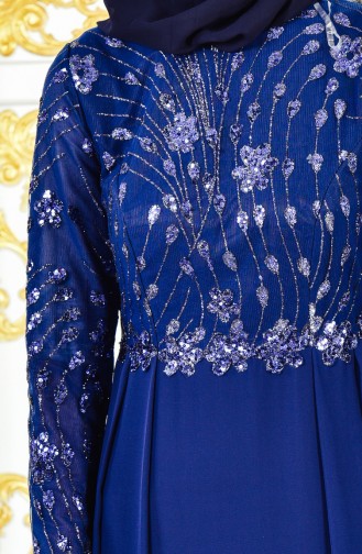 Robe de Soirée a Paillettes 1287-02 Bleu Marine 1287-02