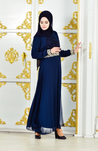 Kleid aus Chiffon 52700-05 Dunkelblau 52700-05