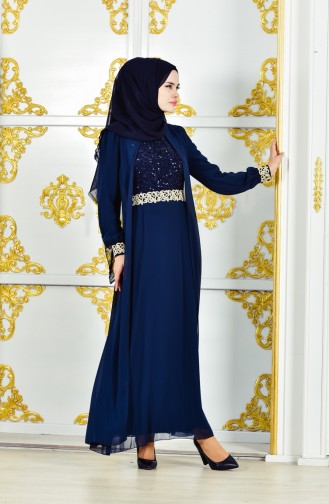 Navy Blue İslamitische Jurk 52700-05